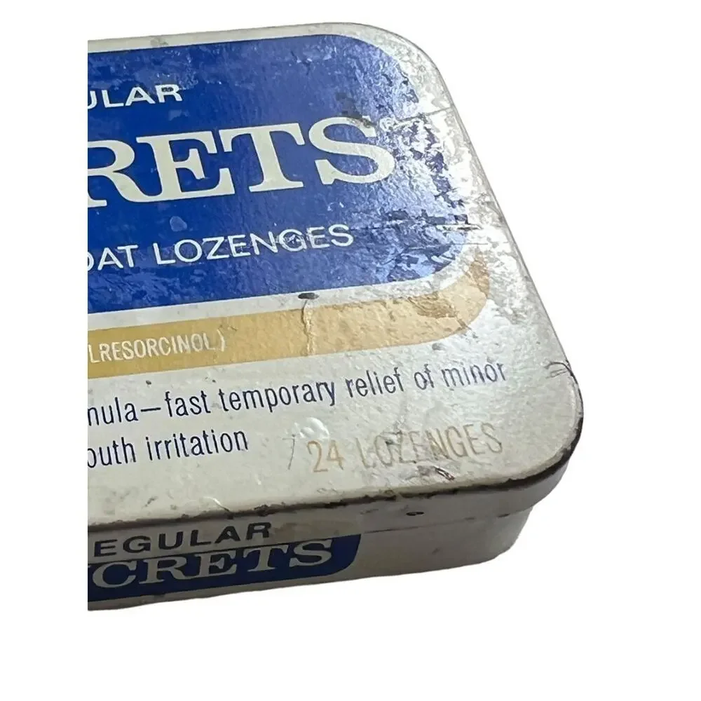 Vintage SUCRETS Tin Empty Sore Throat Lozenge Box Calgon Prop